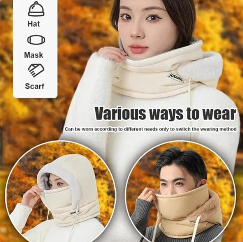 Plush-lined Thickened Thermal Hat with Face Mask
