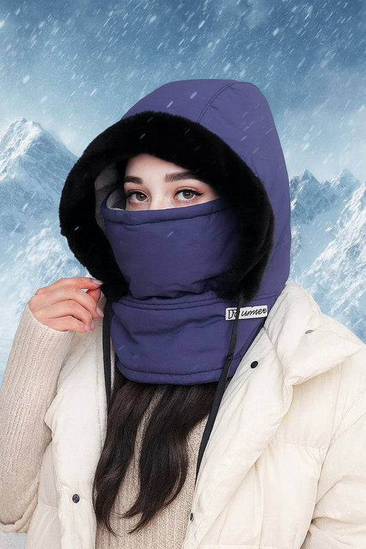 Plush-lined Thickened Thermal Hat with Face Mask