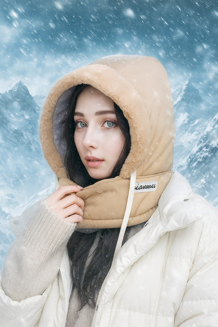 Plush-lined Thickened Thermal Hat with Face Mask